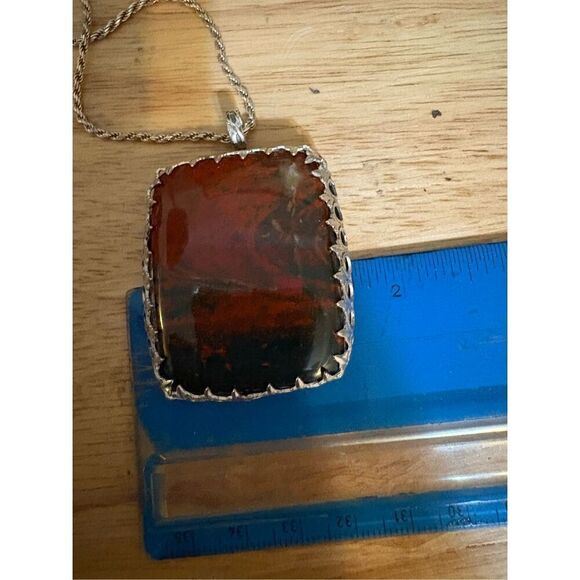Necklace, Bloodstone and Sterling Silver Pendant, NEW, Handmade, Artisan, Unique - Picture 8 of 9